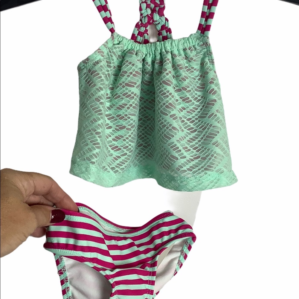 NEW Circo Baby Lace Stripes Two Piece Tankini Bikini Swimsuit Set 9 Month UPF50+